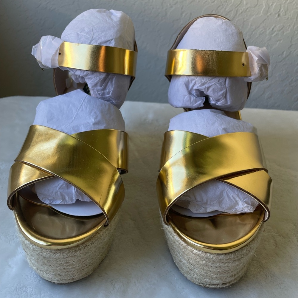 Juicy Couture Women’s  Gold buckle Wedges